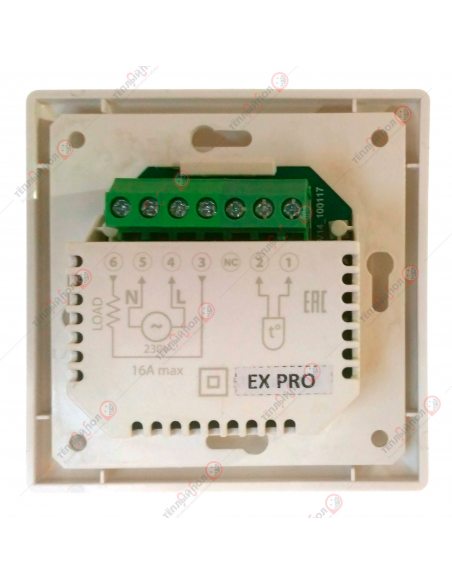 PROFiTherm EX-PRO (терморегулятор программируемый) с датчиком температуры пола - вид сзади - клеммы подключения
